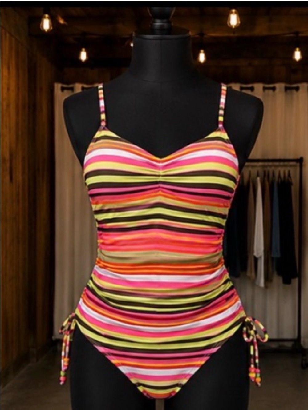 Women's Multicolor Striped One-Piece Swimsuit — Bright Stripe